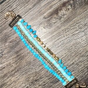 Victoria Emerson Turquoise and Gold Beaded Bracelet